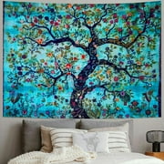 BCIIG Turquoise Tree of Life Twin Size Indian Bohemian Wall Art Tapestry - Mandala Tapestry, Hippie Tapestries Psychedelic Boho Tapestry, Wall Hanging for Bedroom