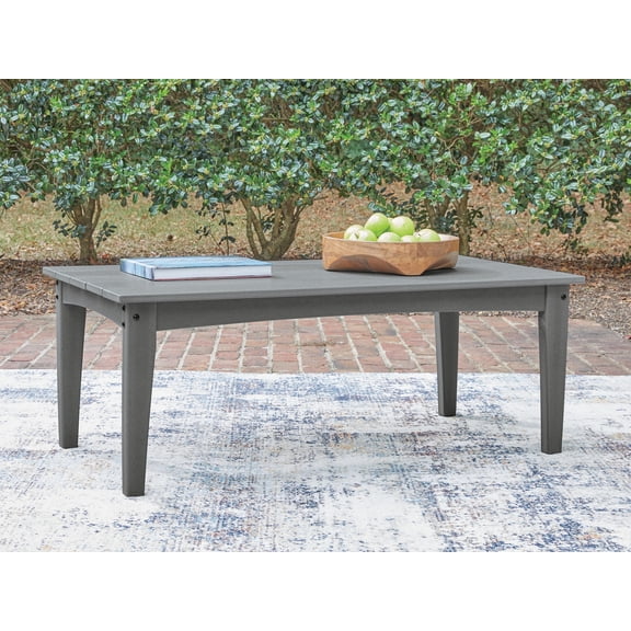 Signature Design by Ashley Lone View Bay Rectangular Outdoor Coffee Table with Wood-Look HDPE Construction, Gray