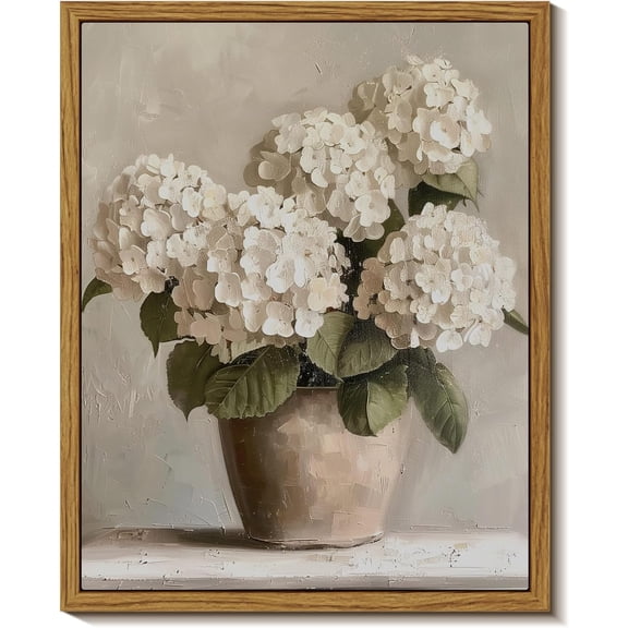Framed Canvas Wall Art Vintage Decor, Hydrangea Floral Pictures Bathroom Wall Decor Aesthetic, Living Room Bedroom Flower Home Retro Decorations, 8"x10"
