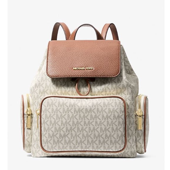 Michael Kors Women’s Merritt Small Signature Logo Cargo Backpack, PVC Canvas