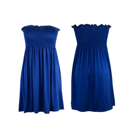 Strapless Cocktail Dress Plus Size Strapless Mini Dress For Women Sexy Backless Ladies Bandeau Top Dress Boho Beach Party Off Shoulder Summer Mini Dress Party Holiday Cocktail Dresses Wear Black S ()