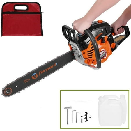 20-Inch 56CC Gas Chainsaw, 2 Cycle Gas Powered Chain Saw with Carry Bag Oil Bottle