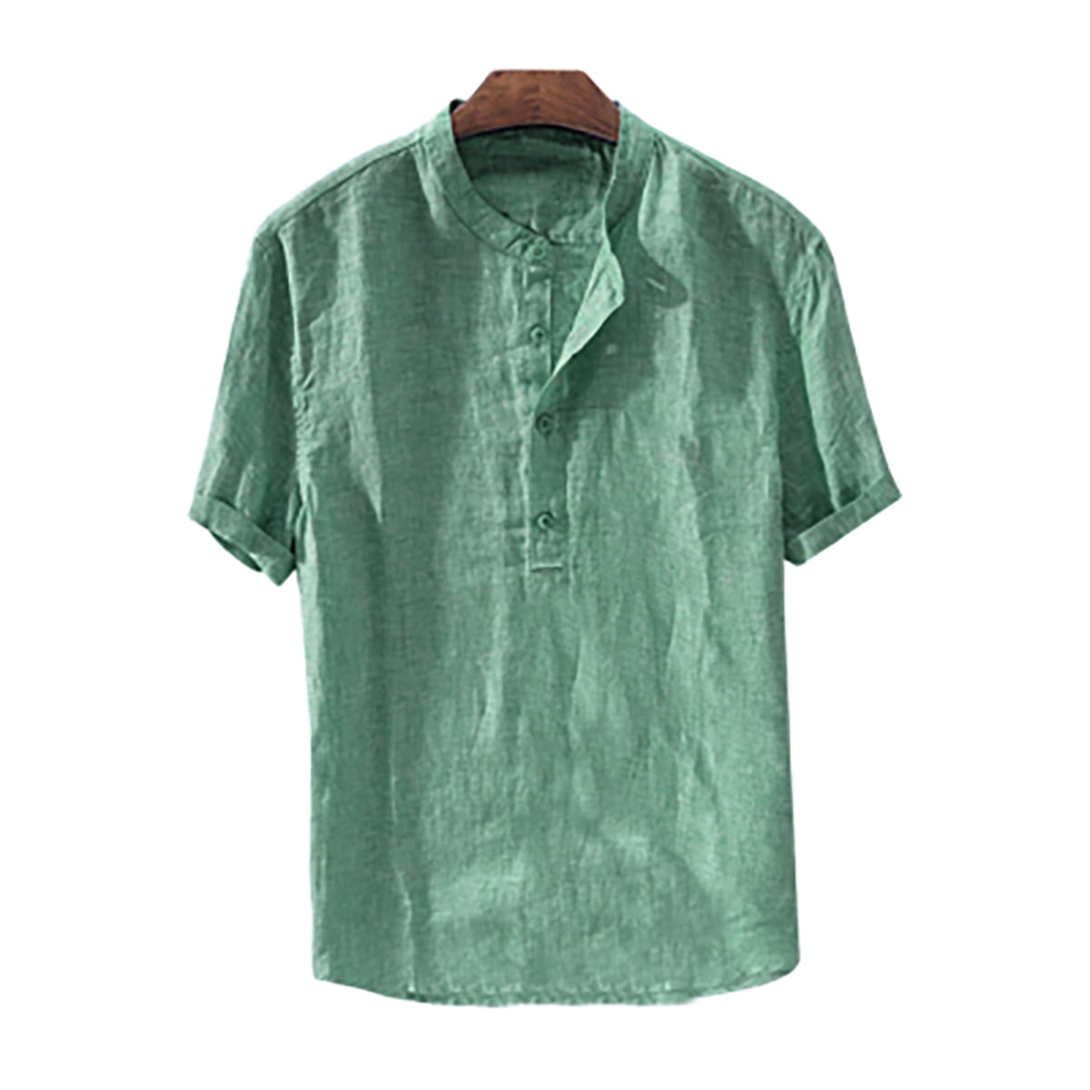 Men's Linen Henry Undershirt Cotton Top 