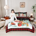 thumbnail image 4 of Homewish Teens Cartoon Snowman Dog Full Size Comforter Sets 3-Piece,Merry Christmas Bedding Comforter Set,Geometric Plaid Lightweight Bedding Sets,Luxury Bedroom Decor,Reversible, 4 of 8