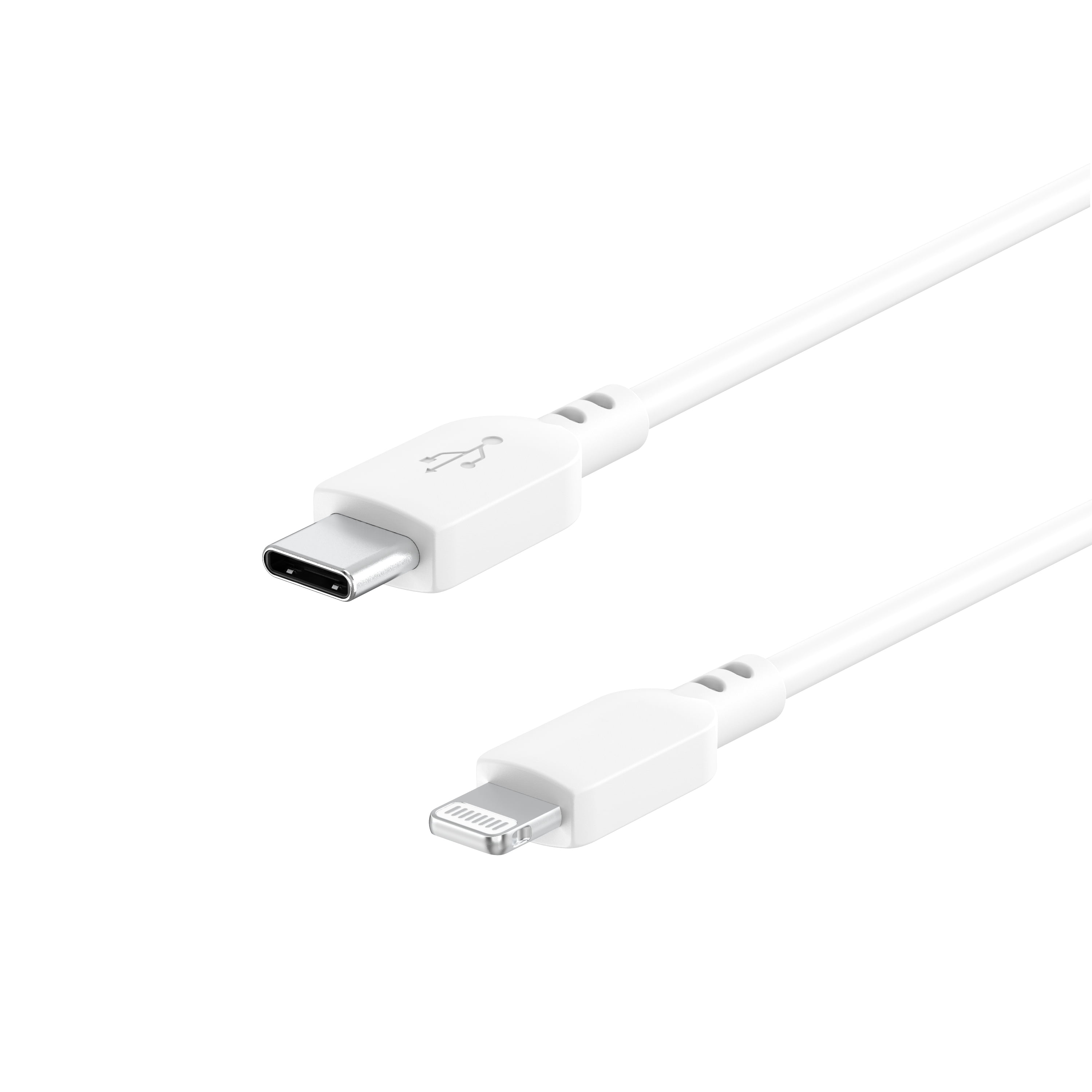 onn Lightning to USB-C Charging and Data Cable for iPhone, iPad, 3 ft, White