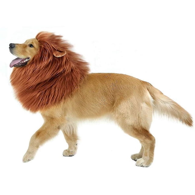 Disfraz de melena de león para perro, peluca para fiesta de festival de mascotas grandes, ropa de pelo elegante con oreja