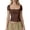 Coffee, variant on Women's Casual Fitted Square Neck Short Sleeve Top Basic Solid Color Tee Shirt, White M