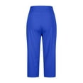 thumbnail image 4 of Womens Summer Capris for Vacation New Women's Wide Leg Yoga Capris High Waist Loose Fitted Workout Pants with Pockets Casual Lounge Trousers Blue S, 4 of 8