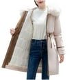 thumbnail image 3 of Women's Warm Coats Fashion Solid Color Casual Jacket Thick Long Sleeved Plus Size Loose Beige Winter Clothing Coats Jackets (M), 3 of 4