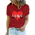 thumbnail image 2 of Valentine Top for Women, Floral Printed T Shirts for Women, Short Sleeve Tee Women's Lover Printed T-Shirt Crew Neck Short Sleeved Tops Blouse, 2 of 5