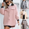 thumbnail image 4 of Chaqueta Sherpa para mujer, manga larga de linterna, abrigo informal de invierno cálido, chaqueta de Abanopi Café/Grande, 4 of 7