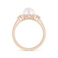thumbnail image 2 of ANGARA Japanese Akoya Cultured Pearl Halo Engagement Ring in 14K Rose Gold for Women | June Birthstone, Birthday, Anniversary, Jewelry Gift for Women | Pearl Ring, 2 of 9