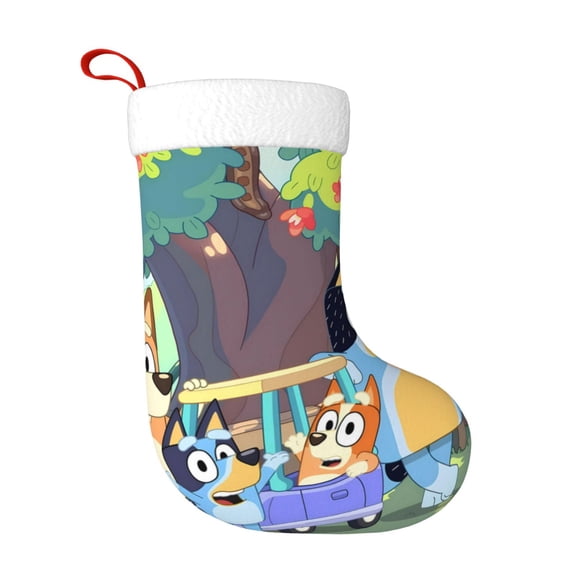 Saiise Bluey Print 17.7 Inches Christmas Stockings,Large Stockings for for Christmas Xmas Tree Holiday Fireplace Family Decor Gifts