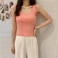 thumbnail image 2 of Annhoo Womens Summer Tank Tops Ruffle Crew Neck Sleeveless Shirts Slim Casual Soft Going out Tunics, 2 of 3