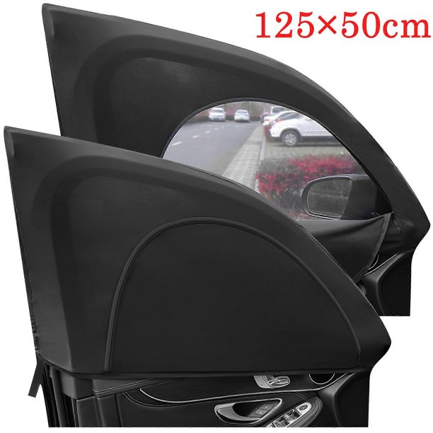 2Pcs Car Window Shade Curtain Elastic Auto Front Rear Side Window Sun Shade Breathable Privacy Sunshade Protection Cover for Car