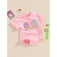 thumbnail image 2 of Bagilaanoe Newborn Baby Girl Summer Rompers Letter Embroidery Short Sleeve Bodysuits 6M 12M 18M Infant Casual One Piece Short Jumpsuit, 2 of 8