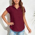 thumbnail image 2 of Blusa superior de la camisa de la rebeca del botón de la manga corta de la gasa del verano de la manera atractiva ocasional de las mujeres Pompotops qwe20653, 2 of 9