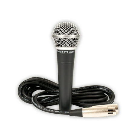 Podium Pro PP58 Dynamic Microphone with Cable Mic for PA DJ Karaoke Studio Band
