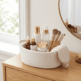 thumbnail image 5 of Cotton Rope Storage Basket 11.8"x7.9"x4.7" Small Woven Empty Gift Basket with Handles, Makeup Organizer & Vanity Bin for Bedroom Bathroom White+Black 2PCS, 5 of 8