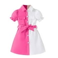 thumbnail image 1 of QIPOPIQ Robe pour Bébés et Tout-Petites Filles à Manches Courtes Vintage Col Peter Pan Été Décontractée Mini Robes en Coton et Lin Liquidation, 1 of 4
