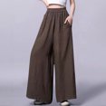 thumbnail image 2 of biudgviw Wide Leg Pants for Women Comfy Loose Elastic High Waisted Long Pants Flowy Beach Palazzo Pants with Pockets, 2 of 4