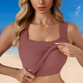 thumbnail image 2 of Soyumi Tank Top for Women, Slim Fit Workout Tops High Neck Sleeveless Ribbed Built In Bra Camisole Summer Shapewear Compression Baselayer for Yoga Gym and Casual, Brick Red, 2 of 8