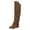 Brown, variant on Knee High Fringe Cowoy Boots for Women Suede Over the Knee Stacked Heel Round Toe Vintage Zipper Winter Fall Tall Booties