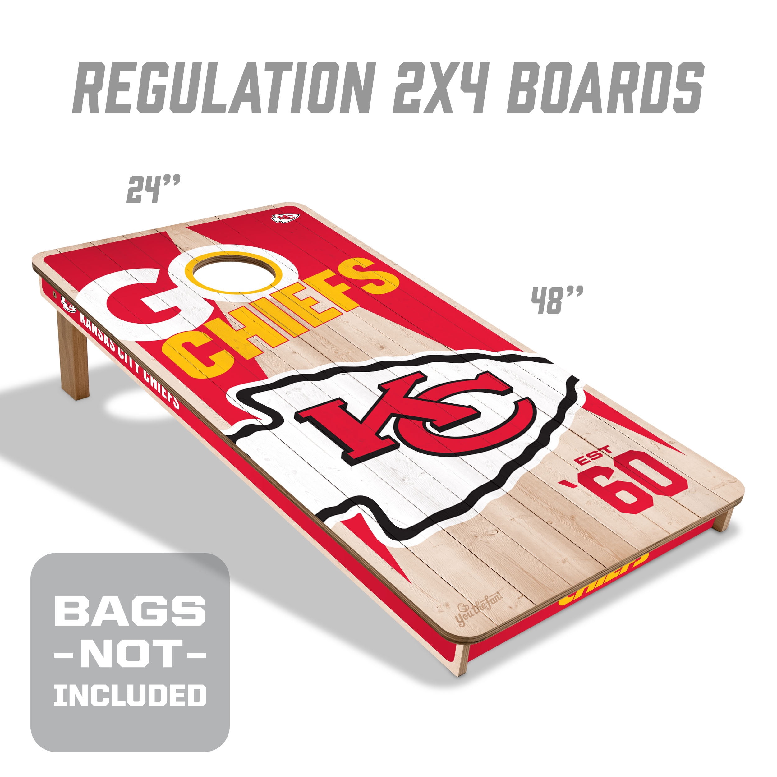 YouTheFan NFL Kansas City Chiefs 2' x 4' Cornhole Game No Bags