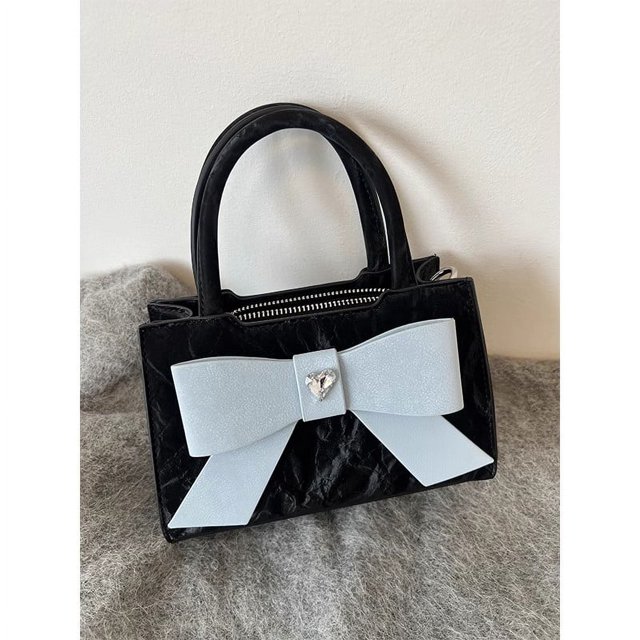 Bolso de mensajero con lazo para niñas, sencillo, para ir al trabajo, para teléfono móvil, pequeño, cuadrado, bolso de mano informal