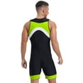 thumbnail image 2 of Sinleey Mens Swimming Jumpsuit Sleeveless Zip Front Bodysuit Bathing Surfing Swimsuit Sport Unitard Fluorescent Green XXL, 2 of 6