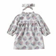 thumbnail image 2 of Herrnalise Infant Toddler Baby Girls Long Sleeve Fungus Edge Round Neck Floral Dress Dress Princess Dress summer savings, 2 of 5