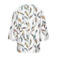 thumbnail image 3 of Xuyuer Women's 3/4 Length Sleeve Tops V Neck Casual Vacation Loose Fit S-5XL Ruffle Cuffs Shirts Dressy Flowy Tunic Tops Hawaiian Shirts Summer Floral Printed Shirt Casual Soft Tunic Tops, 3 of 5