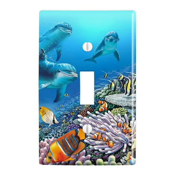 Ocean Underwater Dolphins Scuba Diving Reef Plastic Wall Decor Toggle Light Switch Plate Cover