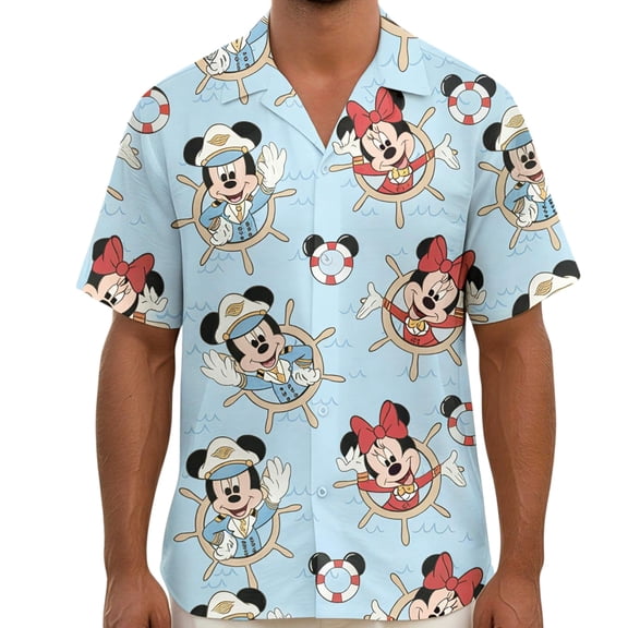 Disney Cruise Hawaiian Shirt, Mickey Minnie Sailor Hawaii Shirt, Nautical Family Matching Button Up Shirt, Disney Cruise Aloha Hawaii Shirt