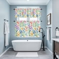 thumbnail image 3 of Colorful Summer Botanical Kitchen Curtains Sets for Windows 36 Inch Length, Spring Floral Leaves Art Rod Pocket Window Treatments Tier Curtains and Valances Set for Bedroom/Bathroom, 3 of 8