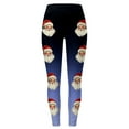 thumbnail image 4 of Fiaer Christmas Leggings for Women Santa Graphic Trendy Yoga Pants Plus Size Elastic Waisted Slim Fit Workout Trousers Blue L, 4 of 5