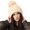 Beige, variant on Ljudmp Women's Chunky Knit Beanie with Pom Pom High Stretchy Winter Hat Ear Warmer Skull Cap Fleece Lined Slouchy Hat For Cold Weather Daily Wear Beige