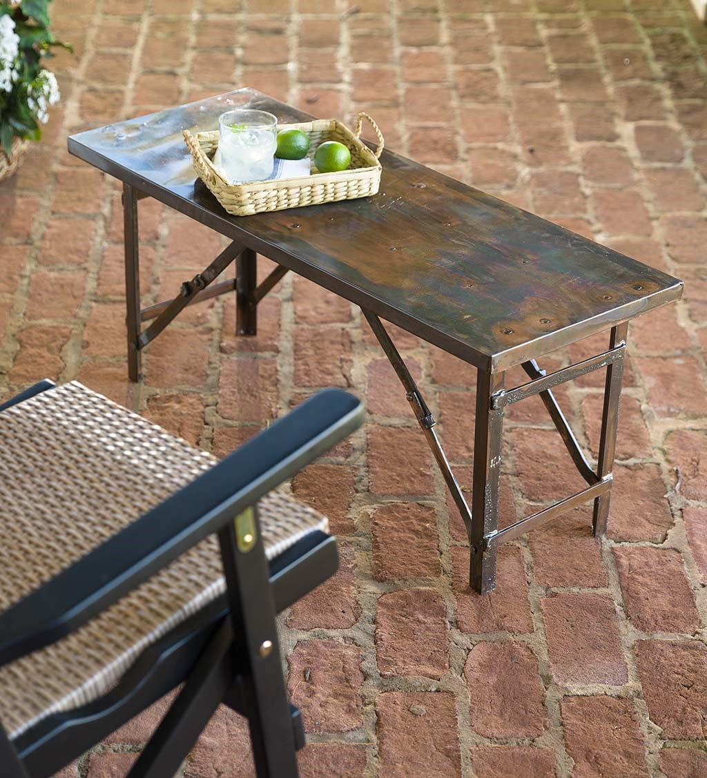 Copper Indoor / Outdoor Folding Metal Table & Bench