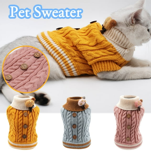 kladzum Dog Sweaters Dog Warm Shirt Fall and Winter Pet Clothes Puppies Fashion Sweet Button Sweater, Soft Puppies Clothing Winter Puppy Sweaters Warm Outfit
