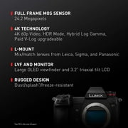 Panasonic LUMIX S1 Full Frame Mirrorless Camera with 24.2MP MOS High Resolution Sensor, L-Mount Lens Compatible, 4K HDR