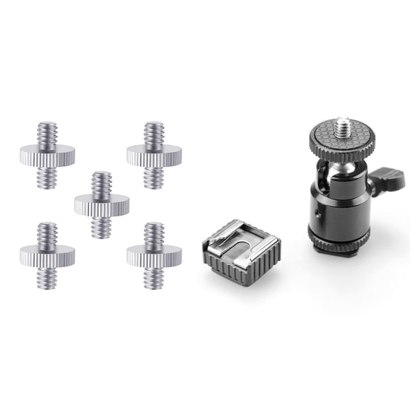 5 Pieces Metal Threaded Screw Adapter Tripod Screw Converter & 1x Lcd Monitor Adapter with Hot Shoe Cold Shoe Base