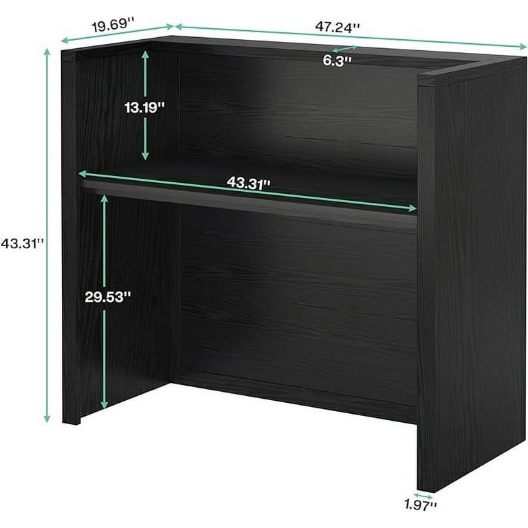 Tribesigns Reception Desk with Counter, Modern 47 inch Small Front Desk Retail Counter for Checkout, Lobby, Salon, Reception Room (Brown, 47.2 Tribesigns Reception Desk with Counter, Modern 47 inch Small Front Desk Retail Counter for Checkout, Lobby, Salon, Reception Room (Brown, 47.2