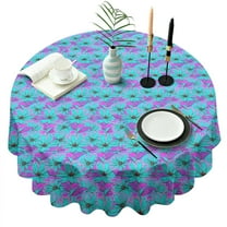 Daisy Flower Blue Blooms Pattern Round Tablecloth 60"x60",Wrinkle Wipeable Table Cloth for Kitchen Dining Room Picnic Patio Party