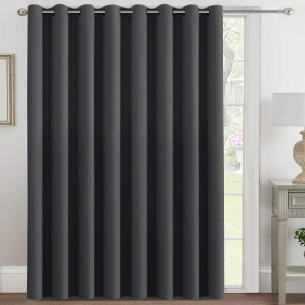 Blackout Patio Curtains 100 X 108 Inches For Sliding Door Extral Wide Curtain Panels Thermal Insulated Room Divider Grommet Top 9 Tall By 8 5 Charcoal Gray Com Blackout Patio Curtains 100 X 108, White Blackout Curtains 100 X 108