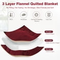 thumbnail image 5 of Eurhowing 70"×80" Flannel Blanket for Couch Bed, Soft Cozy 3-Layer Quilted Plush Throw Blanket, All Season Thick Warm Fleece Blanket, Wine Red, 5 of 9