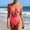 Watermelon Red(New), variant on PNTUTB Women's Summer Casual Solid Color Halter Neck High Waisted Two Piece Swimsuit Set