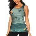 thumbnail image 1 of Junzan Paper Fox Crow Fantasy Pattern Workout Tank Tops for Women Sleeveless Running Loose Fit Yoga Tops Active Shirts Gym Exercise-Large, 1 of 7