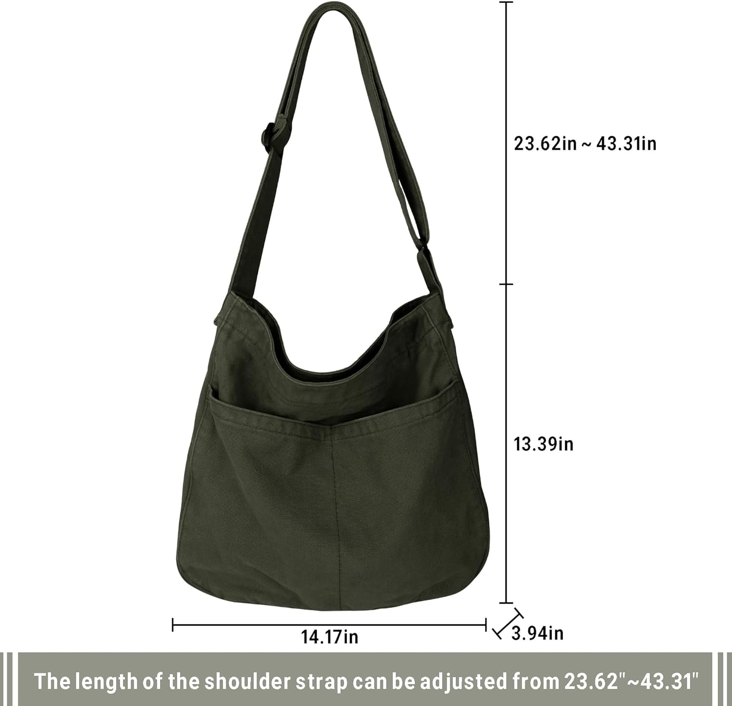 Canvas Tote Bag for Women Large Hobo Crossbody Handbags Casual Shoulder Purse with Multiple Pockets