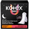 thumbnail image 1 of Kotex Ultra Thin Teen Overnight Pads with Wings, Heavy Absorbency, 22 Count, 1 of 7