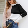 thumbnail image 4 of IROINNID Reduced Womens Sweater Round Neckline Pullover Sweater Color Block Casual Mid-Length Long Sleeve Cloud Sweater Tops Shirt Sweater, 4 of 7